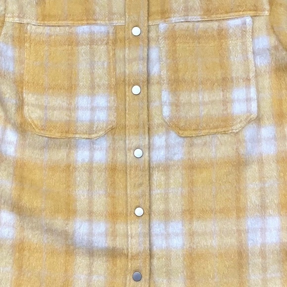 TOPSHOP Wool Overshirt Shacket In Yellow Plaid - Size 8-10 - Picture 9 of 13